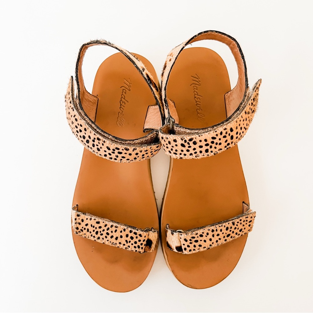 Madewell Women’s Maggie Platform Tan Strappy Sandals in Leopard